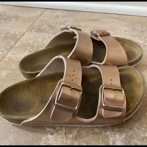 Girls Rose Gold Birkenstocks, Size 31